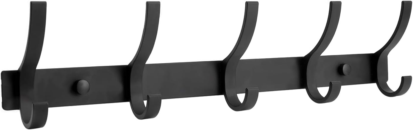 Coat Rack Wall Mount, Wall Hooks for Hanging, Entry Coat Hooks Coat Hanger, Hat Rack Holder for Wall, Key Holder Purse Racks, Towel Rack for Bathrooms (2 Pack, Black)