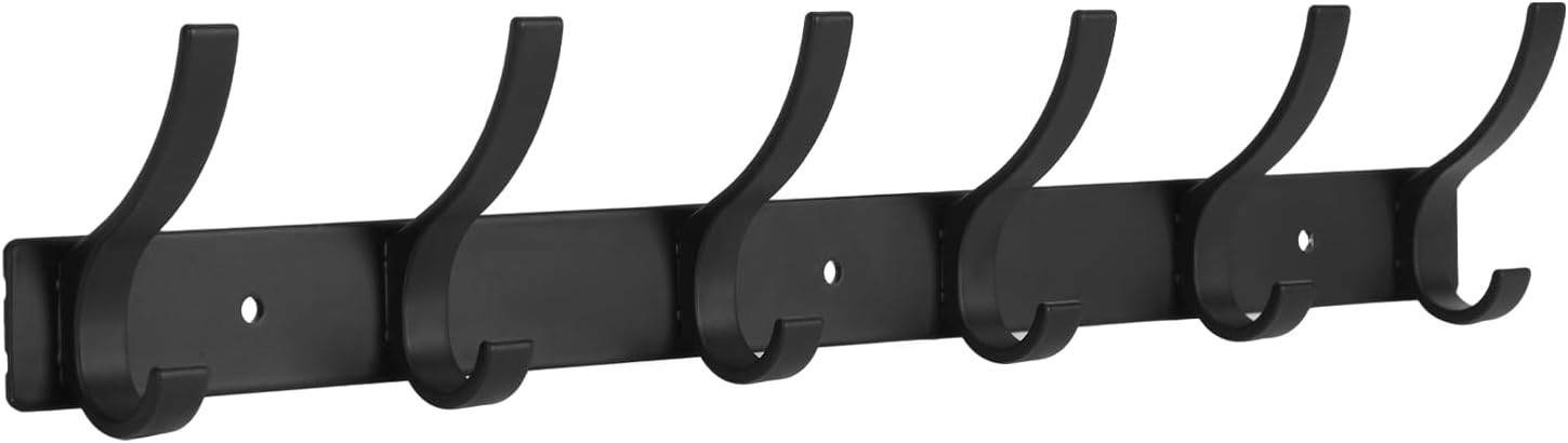 Coat Rack Wall Mount, Wall Hooks for Hanging, Entry Coat Hooks Coat Hanger, Hat Rack Holder for Wall, Key Holder Purse Racks, Towel Rack for Bathrooms (2 Pack, Black)