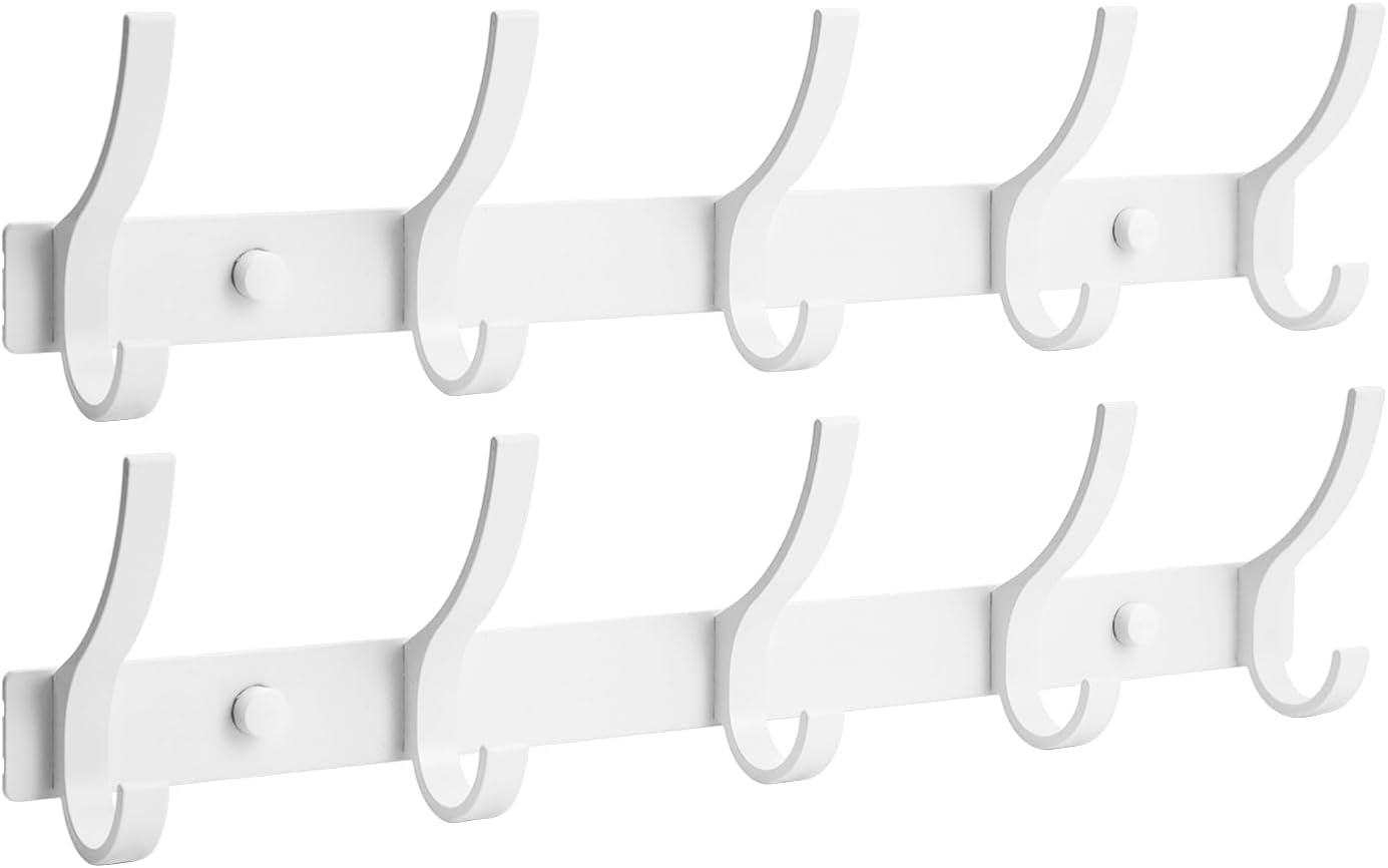 Coat Rack Wall Mount, Wall Hooks for Hanging, Entry Coat Hooks Coat Hanger, Hat Rack Holder for Wall, Key Holder Purse Racks, Towel Rack for Bathrooms (2 Pack, Black)