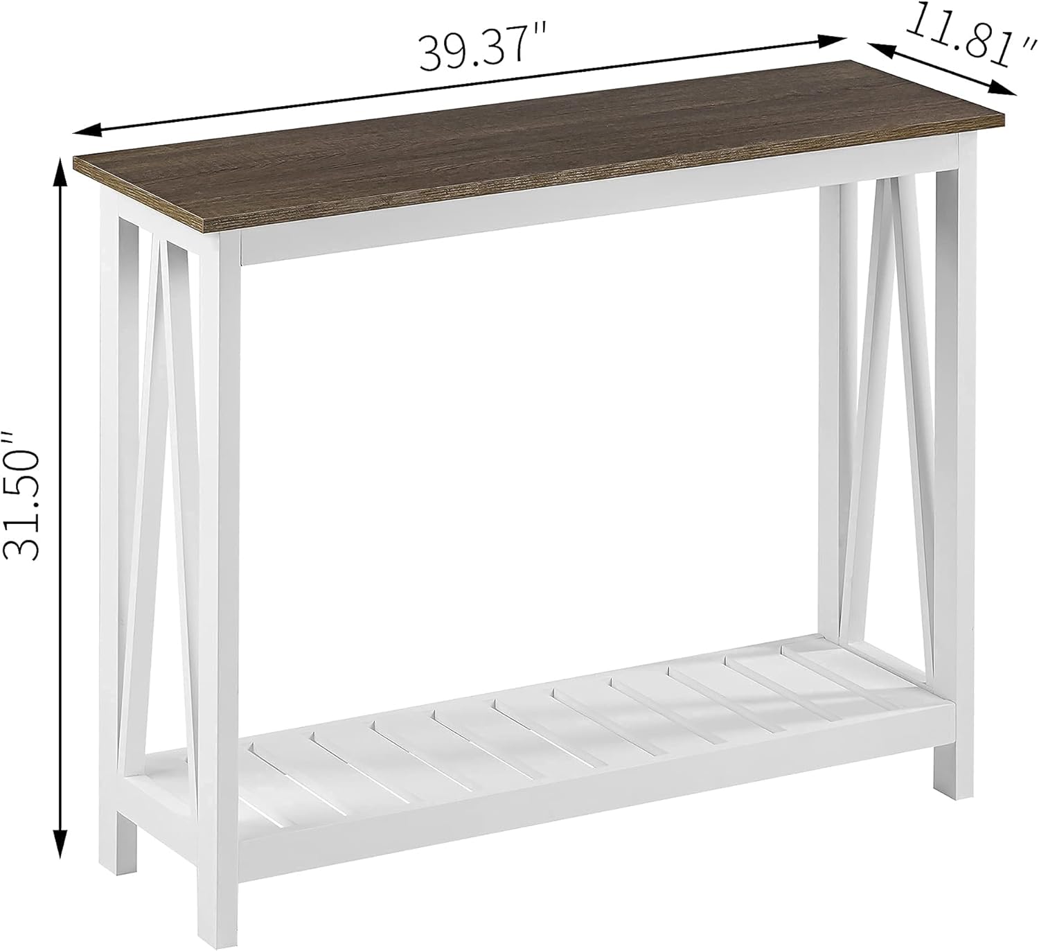 ChooChoo Farmhouse Console Table, Rustic Vintage Narrow Sofa Table for Entryway, Living Room, Hallway, 40 White