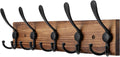32.2'' Large Coat Rack Wall Mount Coat Hooks Coat Hanger with 8 Metal Black Triple- Hooks Brown Pine Real Wood Plank Hat Rack for Wall Hooks for Hanging Coat Hat Jacket