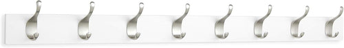 Amazon Basics Wall Mounted Modern Coat Rack with Versatile Storage Hooks, Rectangular, 8-Hook, White | Rectangular, Modern