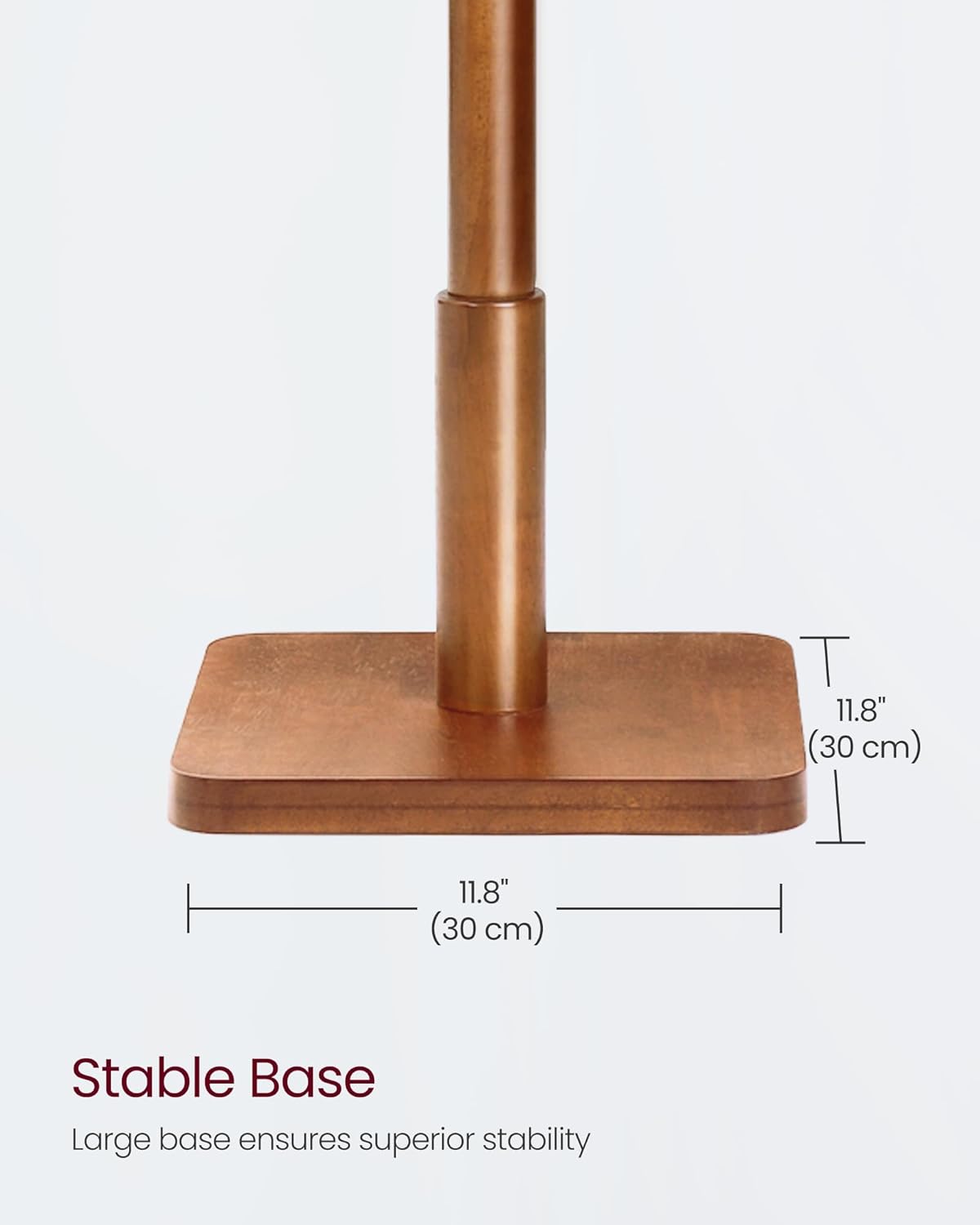 VASAGLE Solid Wood Coat Rack, Free Standing Hall Coat Tree with 8 Hooks, 3 Height Options, for Coats, Hats, Bags, Purses, for Entryway, Hallway, Rubberwood Hooks and Pole, Dark Walnut URCR010W01