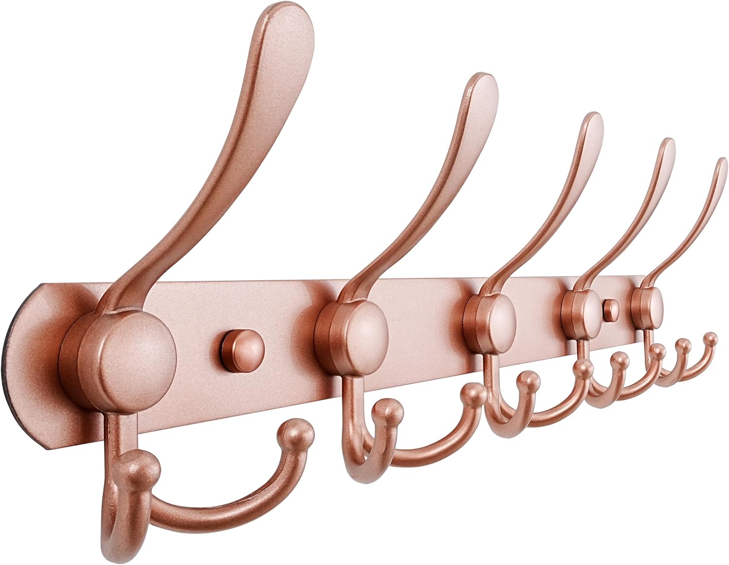 Dseap Coat Rack Wall Mounted - 5 Tri Hooks, Heavy Duty, Stainless Steel, Metal Coat Hook Rail for Coat Hat Towel Purse Robes Mudroom Bathroom Entryway (Black, 2 Packs)