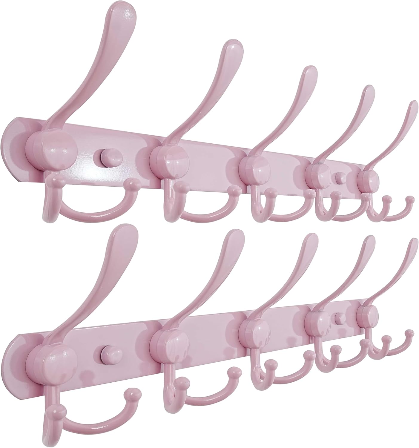 Dseap Coat Rack Wall Mounted - 5 Tri Hooks, Heavy Duty, Stainless Steel, Metal Coat Hook Rail for Coat Hat Towel Purse Robes Mudroom Bathroom Entryway (Black, 2 Packs)