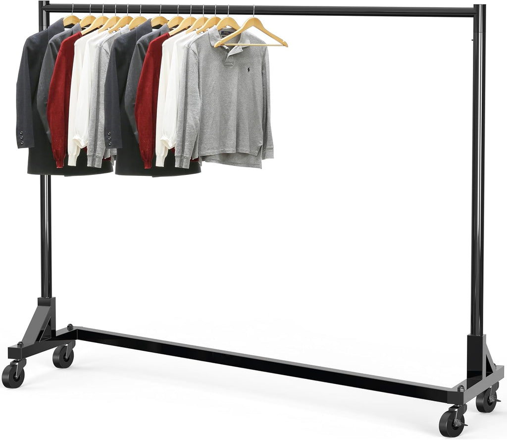 Simple Houseware Industrial Grade Z-Base Garment Rack, 500lb Load with 63 Inches Extra Long Bar, Black