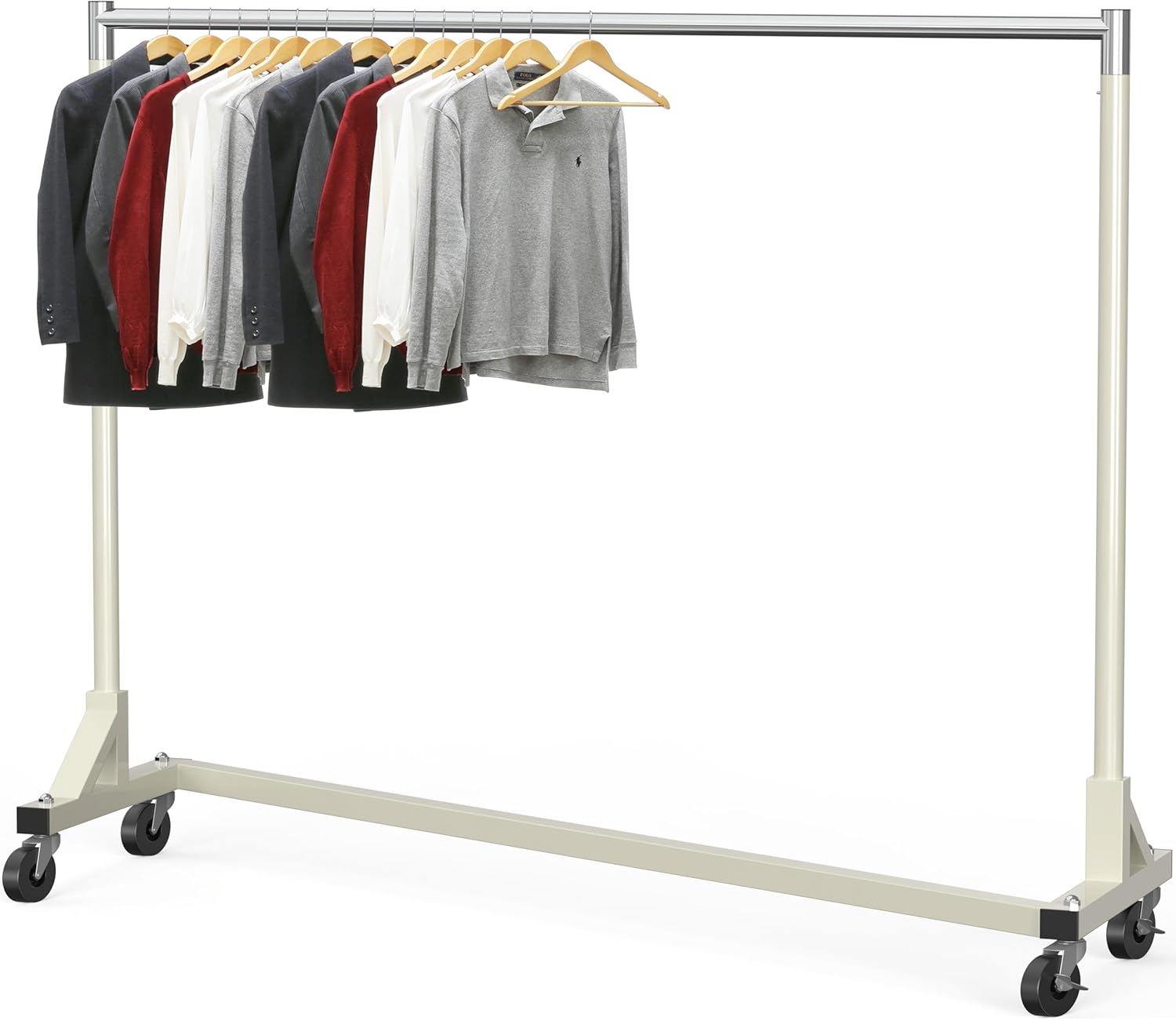 Simple Houseware Industrial Grade Z-Base Garment Rack, 500lb Load with 63 Inches Extra Long Bar, Gray