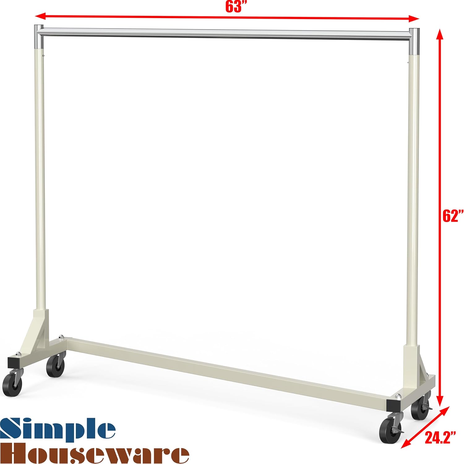 Simple Houseware Industrial Grade Z-Base Garment Rack, 500lb Load with 63 Inches Extra Long Bar, Gray