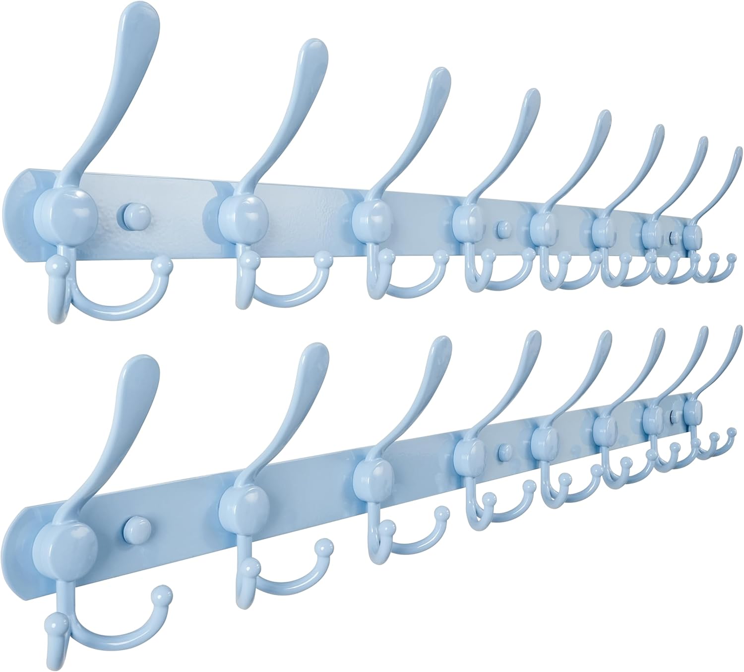 Dseap Coat Rack Wall Mounted - 5 Tri Hooks, Heavy Duty, Stainless Steel, Metal Coat Hook Rail for Coat Hat Towel Purse Robes Mudroom Bathroom Entryway (Black, 2 Packs)