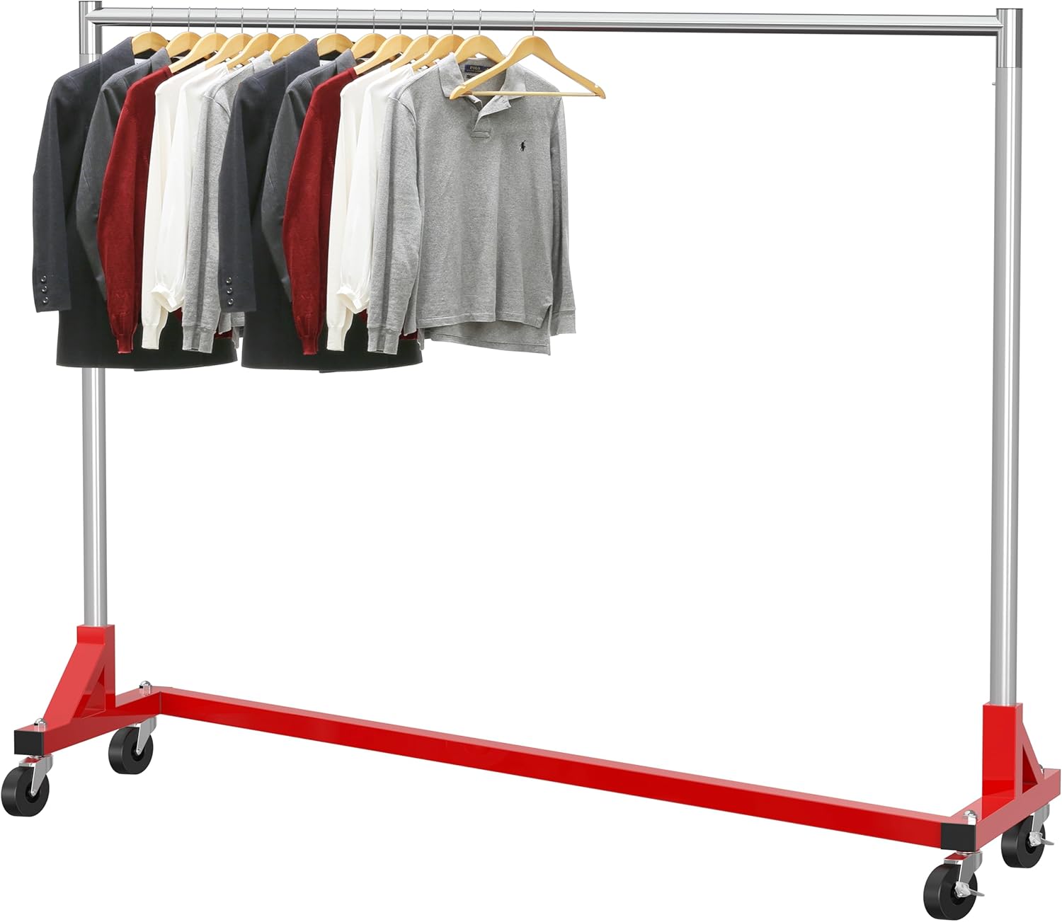 Simple Houseware Industrial Grade Z-Base Garment Rack, 500lb Load with 63 Inches Extra Long Bar, Gray