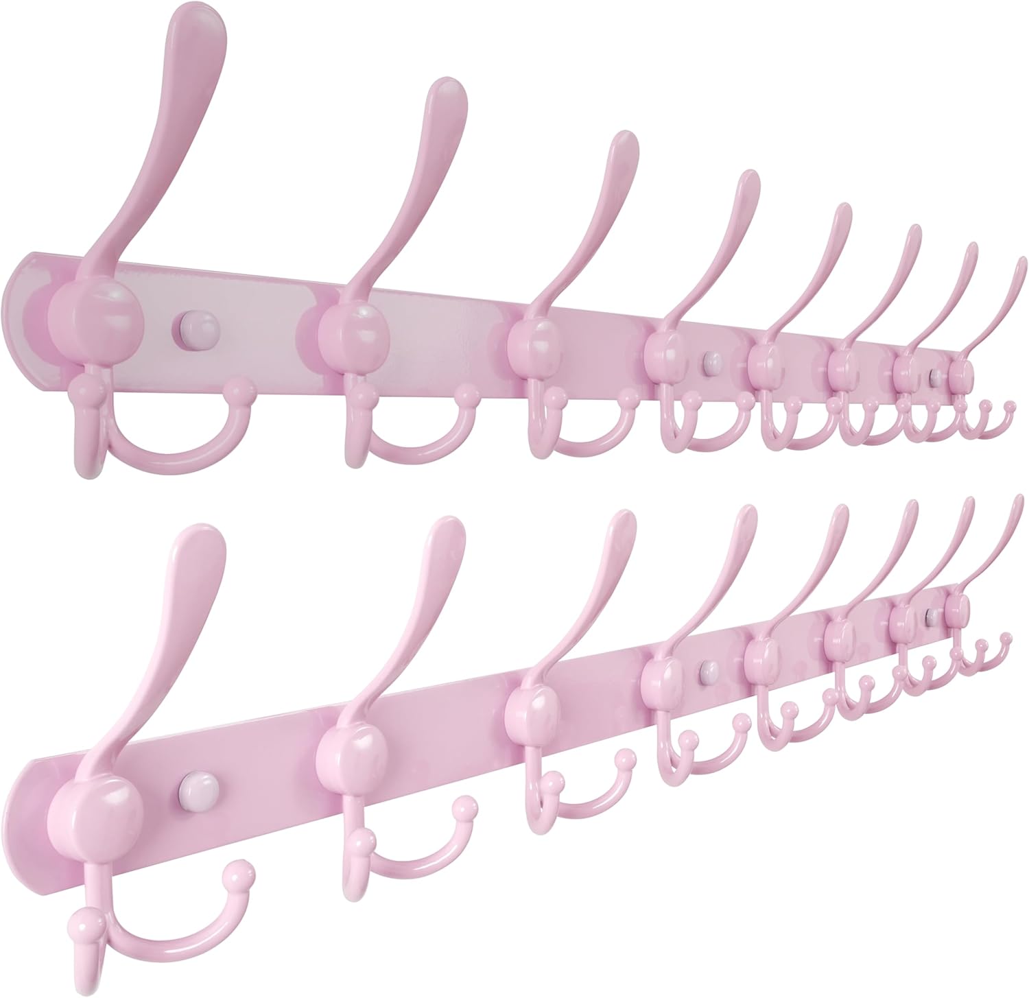 Dseap Coat Rack Wall Mounted - 5 Tri Hooks, Heavy Duty, Stainless Steel, Metal Coat Hook Rail for Coat Hat Towel Purse Robes Mudroom Bathroom Entryway (Black, 2 Packs)