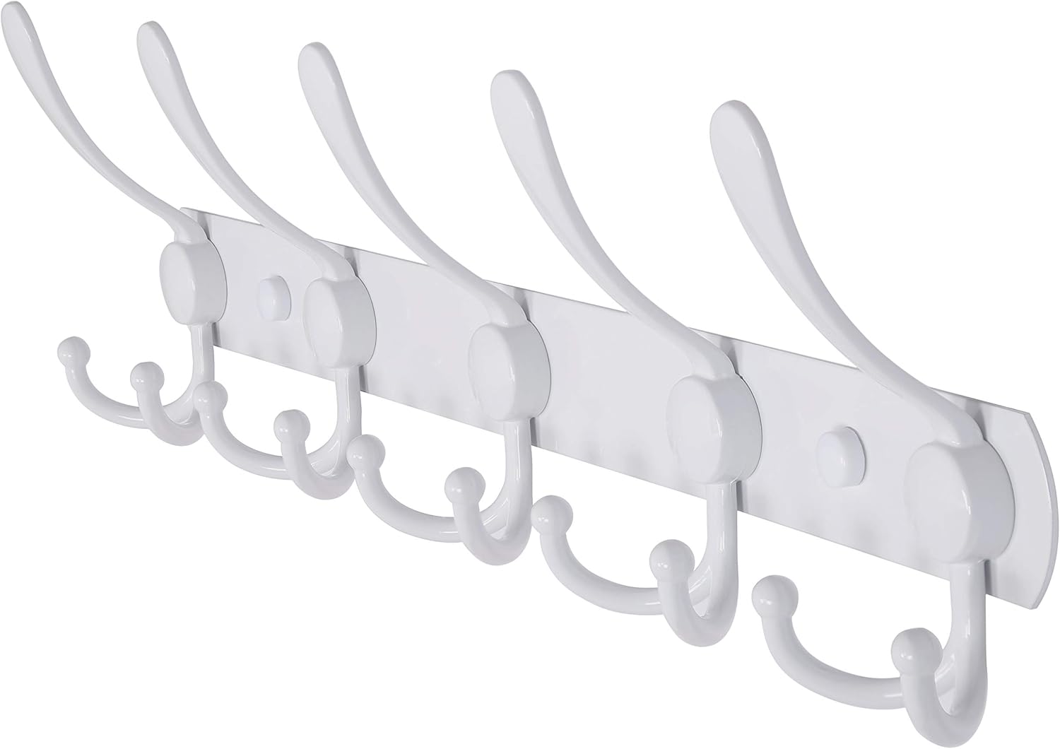 Dseap Coat Rack Wall Mounted - 5 Tri Hooks, Heavy Duty, Stainless Steel, Metal Coat Hook Rail for Coat Hat Towel Purse Robes Mudroom Bathroom Entryway (Black, 2 Packs)