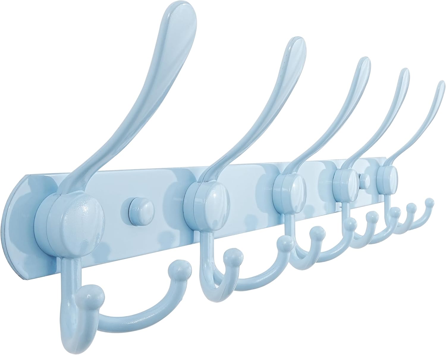 Dseap Coat Rack Wall Mounted - 5 Tri Hooks, Heavy Duty, Stainless Steel, Metal Coat Hook Rail for Coat Hat Towel Purse Robes Mudroom Bathroom Entryway (Black, 2 Packs)