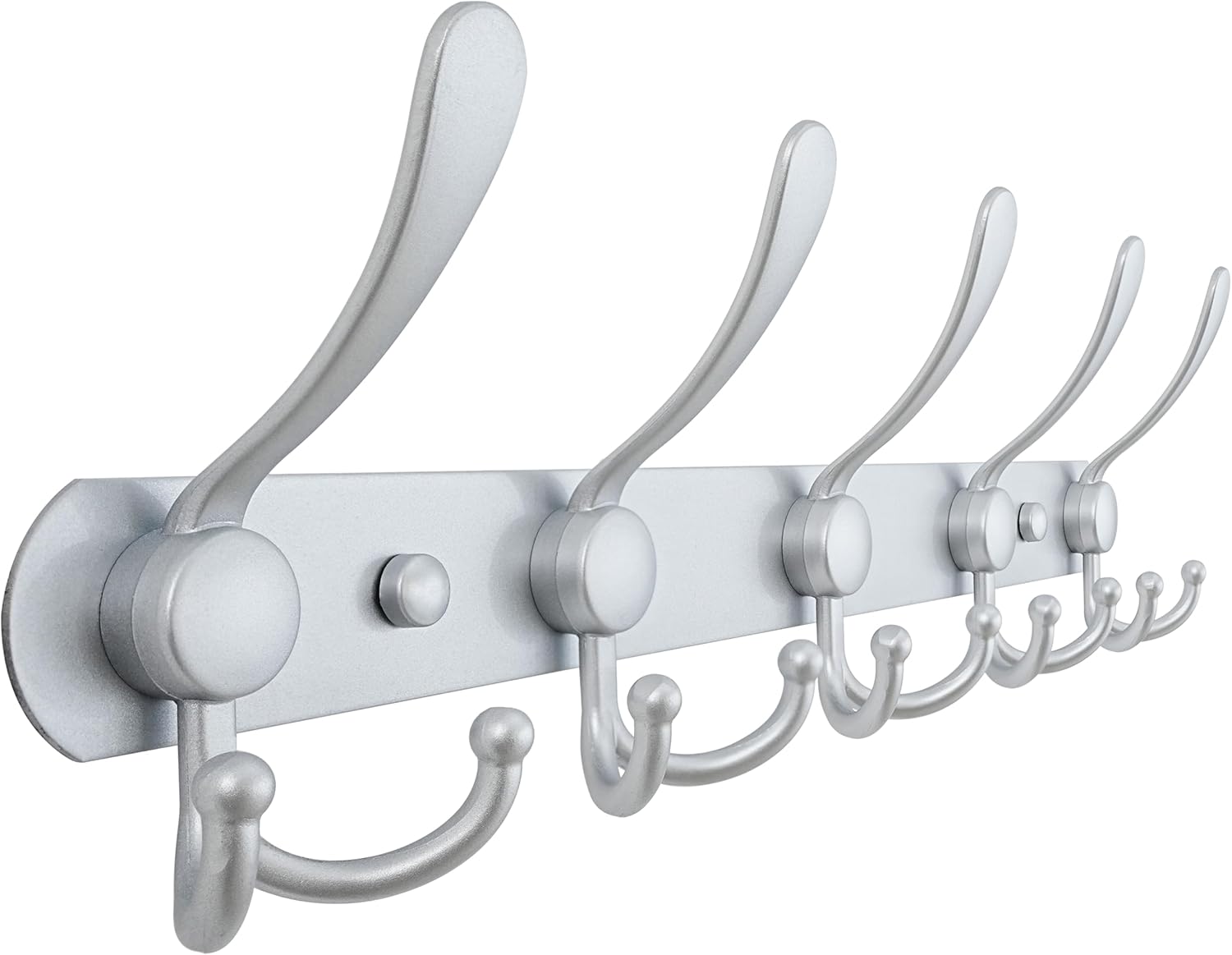 Dseap Coat Rack Wall Mounted - 5 Tri Hooks, Heavy Duty, Stainless Steel, Metal Coat Hook Rail for Coat Hat Towel Purse Robes Mudroom Bathroom Entryway (Black, 2 Packs)