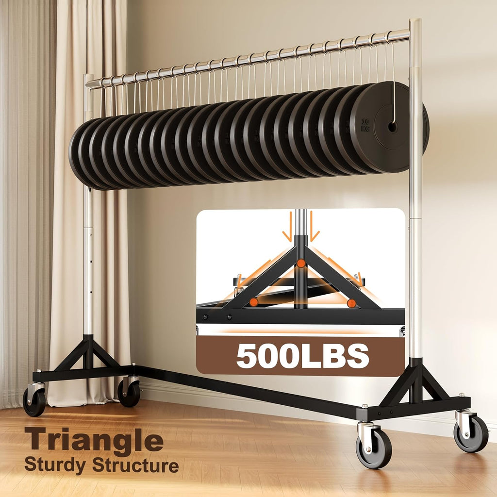 HOKEEPER Commercial Z Base Garment Rack Hold 500LBS Heavy Duty Clothing Rack Adjustable Rolling Clothes Rack for Hanging Clothes Racks on Wheels Portable Z Rack, Chrome Finish