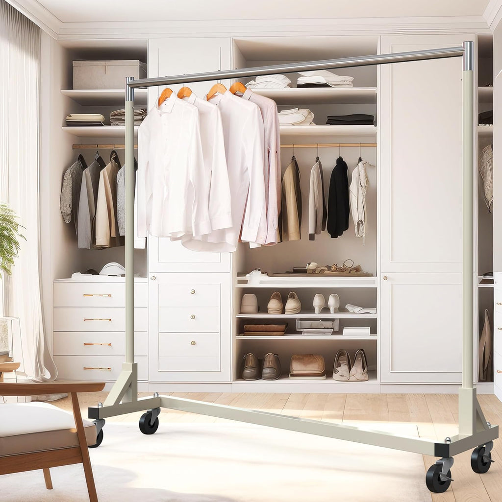 Simple Houseware Industrial Grade Z-Base Garment Rack, 500lb Load with 63 Inches Extra Long Bar, Gray