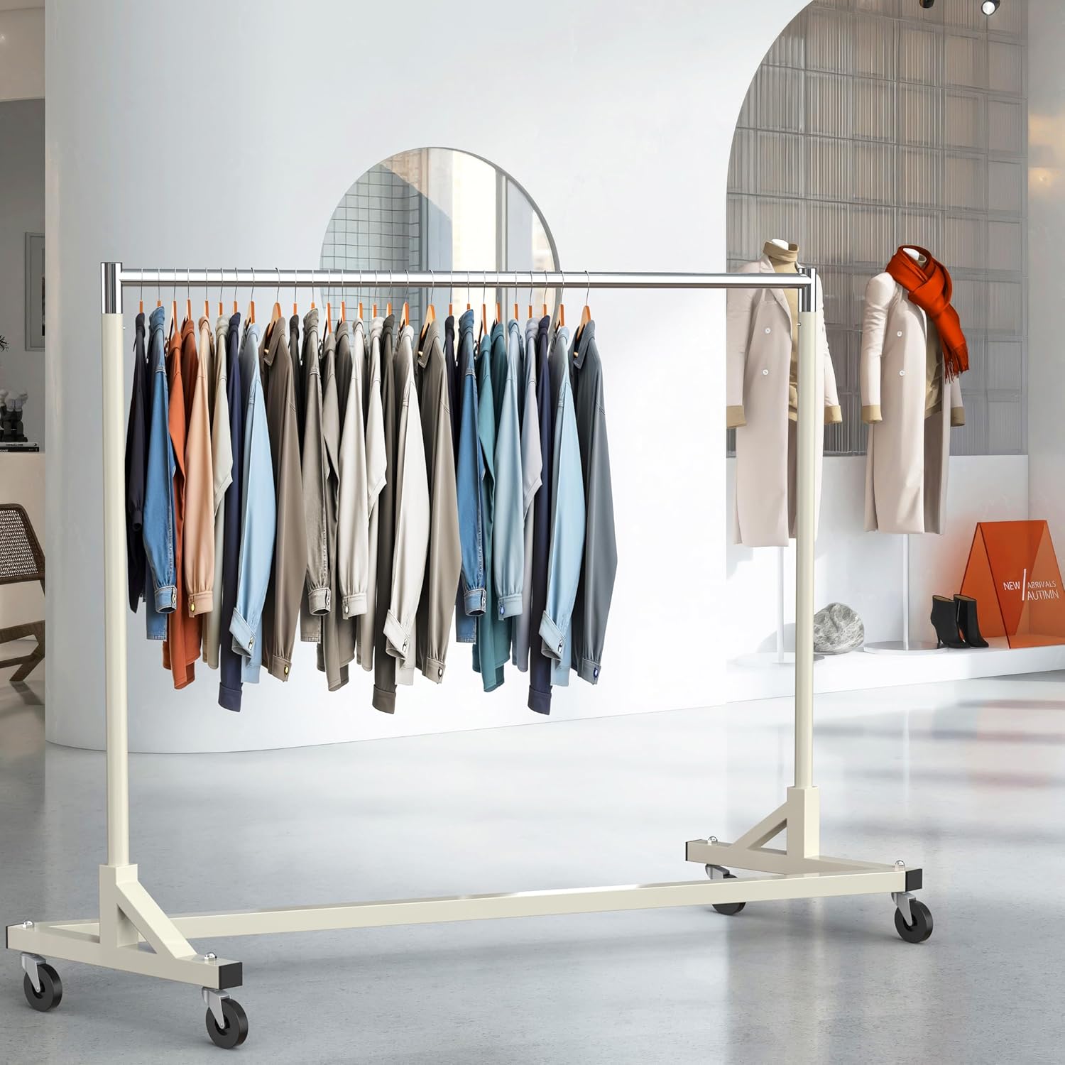 Simple Houseware Industrial Grade Z-Base Garment Rack, 500lb Load with 63 Inches Extra Long Bar, Gray