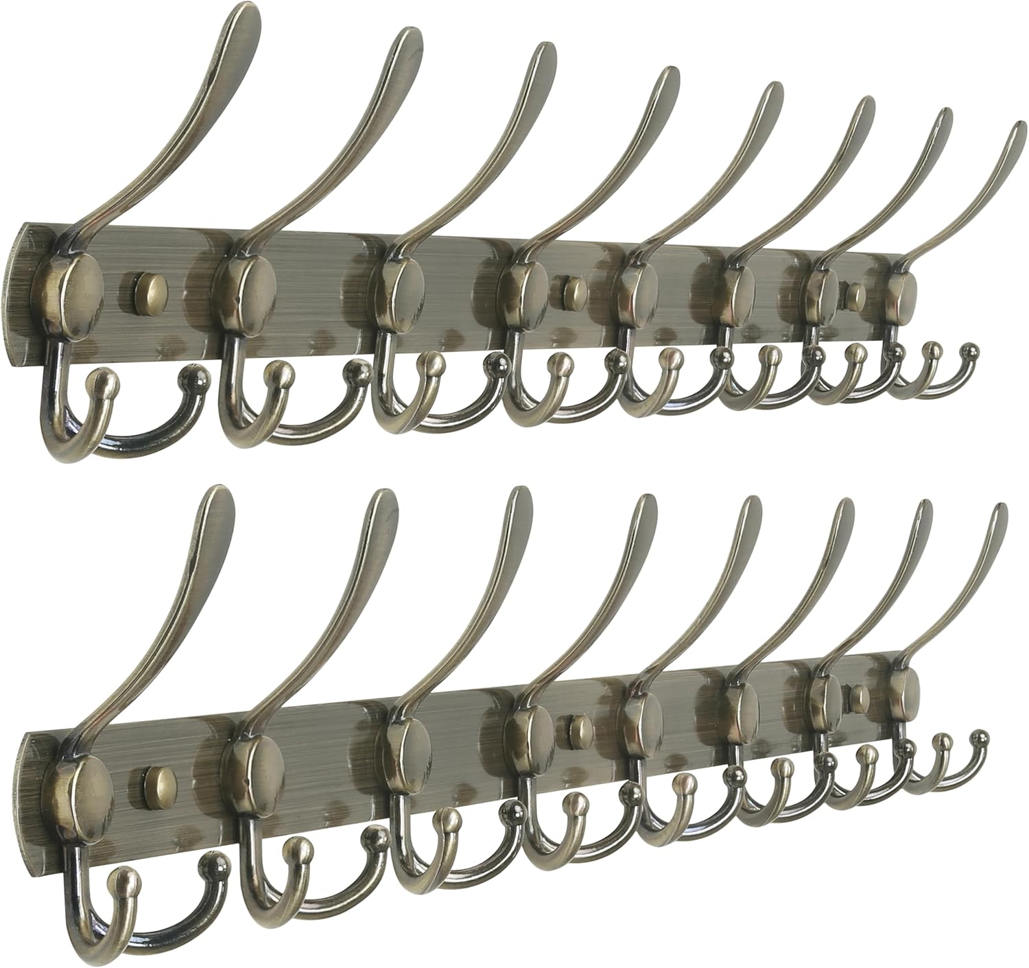 Dseap Coat Rack Wall Mounted - 5 Tri Hooks, Heavy Duty, Stainless Steel, Metal Coat Hook Rail for Coat Hat Towel Purse Robes Mudroom Bathroom Entryway (Black, 2 Packs)