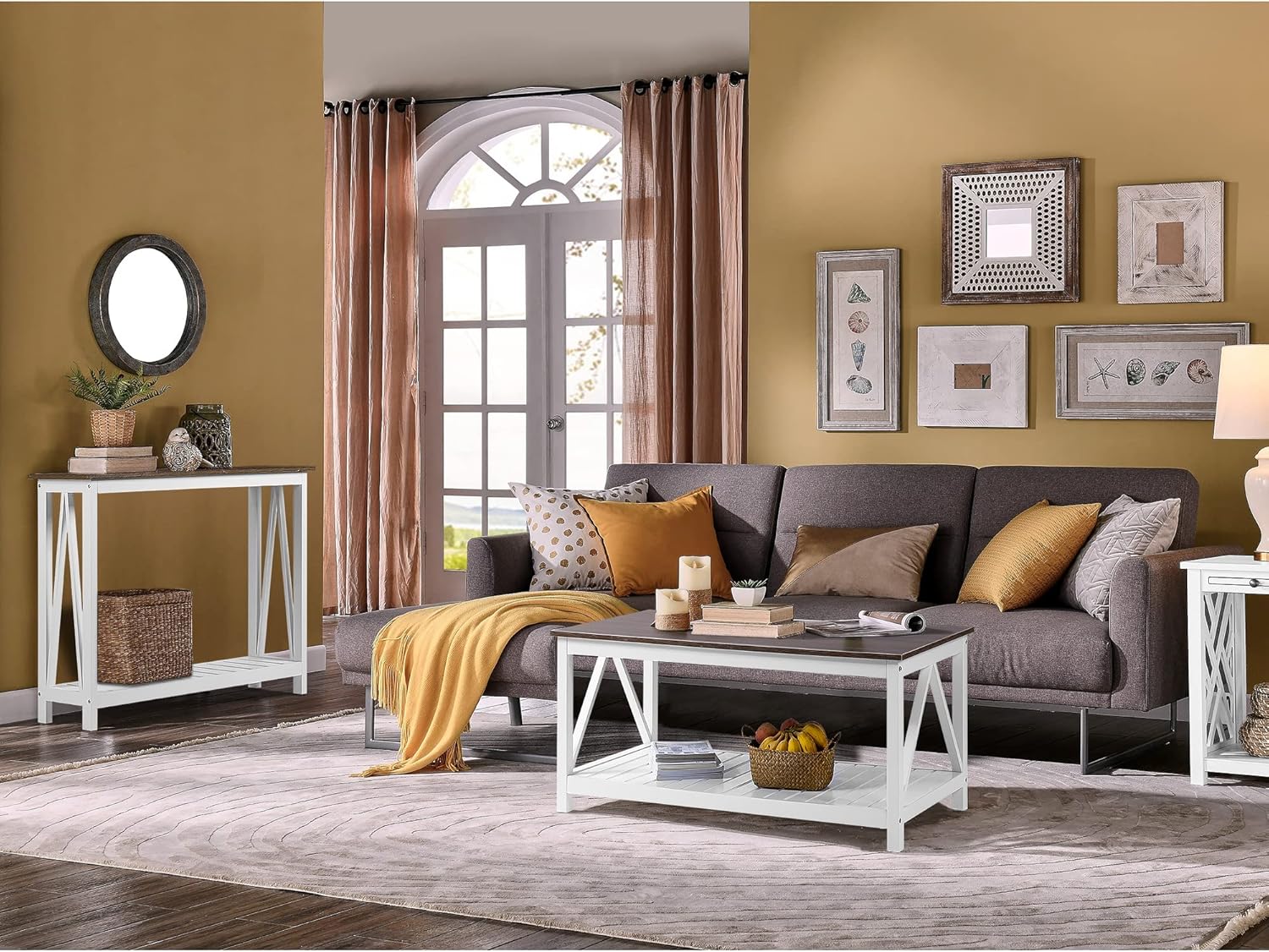 ChooChoo Farmhouse Console Table, Rustic Vintage Narrow Sofa Table for Entryway, Living Room, Hallway, 40 White